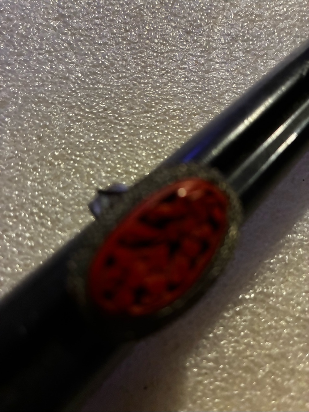 Antique cinnabar Red Carved Ring